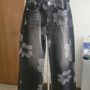 Black Flower Jeans